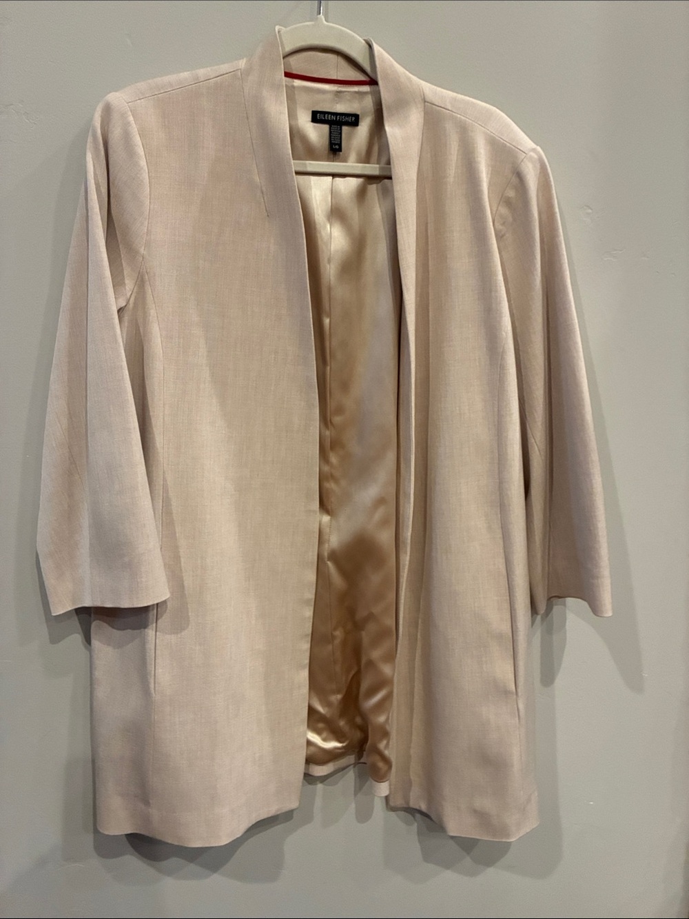 Eileen Fisher Beige Open-Front Blazer Jacket
